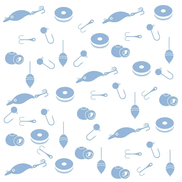Interesting pattern with different tools for fishing — Stock Vector