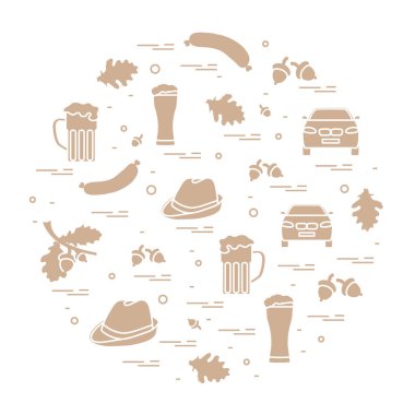 Vektör çizim düzenlenen Almanya'nın çeşitli sembollerle 