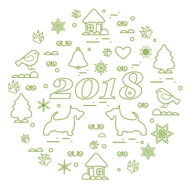 Farklı yeni yıl ve Noel sym sevimli vektör çizimi