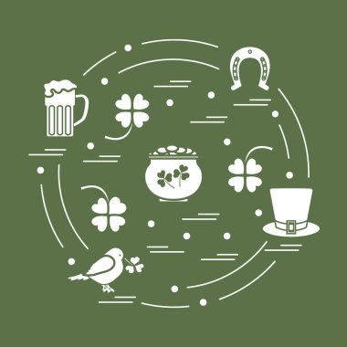Cute vector illustration with different symbols for St. Patrick'