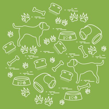 Bir CI düzenlenmiş köpek bakımı için sevimli vektör çizim ürünler