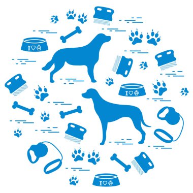 Bir CI düzenlenmiş köpek bakımı için sevimli vektör çizim ürünler