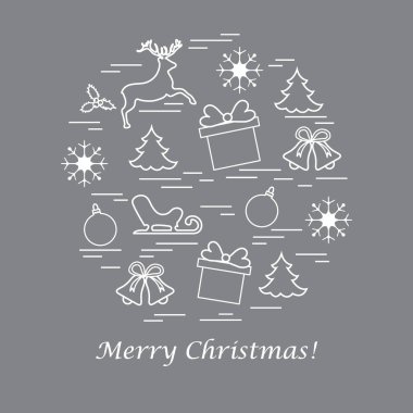 Farklı yeni yıl ve Noel simgeler vektör çizim 