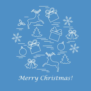 Farklı yeni yıl ve Noel simgeler vektör çizim 