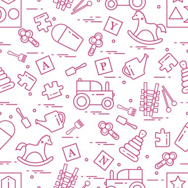 Çocukların oyuncakları çeşitli ile şirin seamless modeli: h sallanan