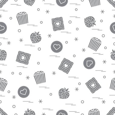 Şirin seamless modeli farklı romantik tatlılar. Aşk conce