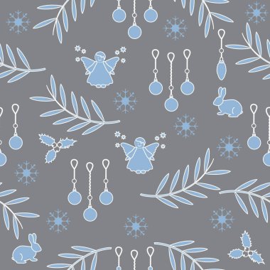 Kış Dikişsiz desen çeşitli yeni yıl ve Noel symb ile