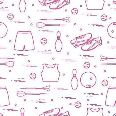 Spor için çeşitli ürünler ile Seamless modeli. Spor Tema.