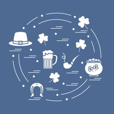 Cute vector illustration with different symbols for St. Patrick'