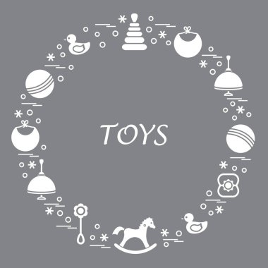 Vektör çizim çocuklar bir daire içinde düzenlenmiş elemanları: whirligi