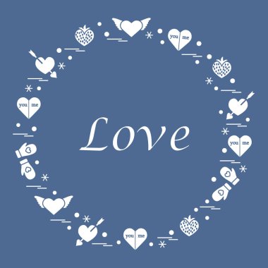 Sevimli vektör çizim ile farklı romantik sembolleri düzenlemek