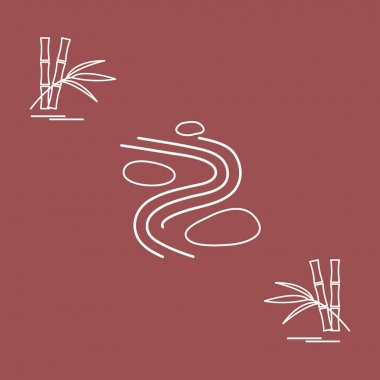 En az Japon rock Bahçe ve bambu stilize simgesi.