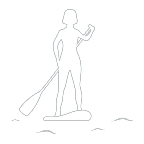 Weibliche Silhouette auf Stand Up Paddle Board. sup. — Stockvektor