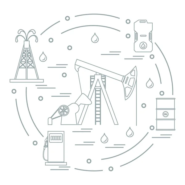 Ilustração do vetor bonito do equipamento para a produção de petróleo, ca —  Vetores de Stock