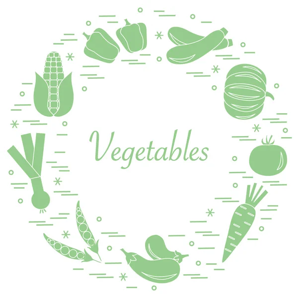 Graziosa illustrazione vettoriale di diverse verdure autunnali stagionali — Vettoriale Stock