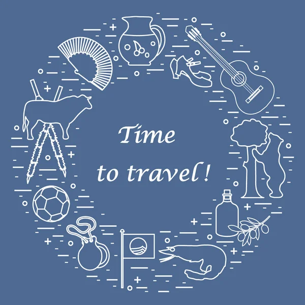 Vektör illüstrasyon düzenlenen İspanya çeşitli semboller ile bir 