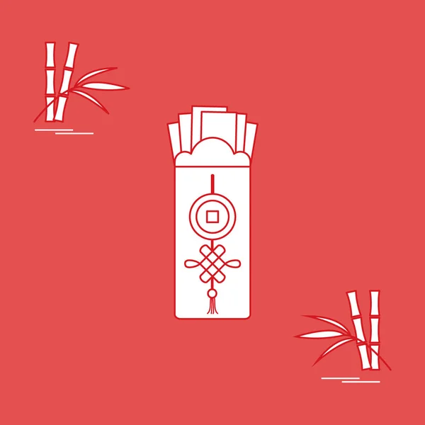 Para ve bambu Çin kırmızı zarf.