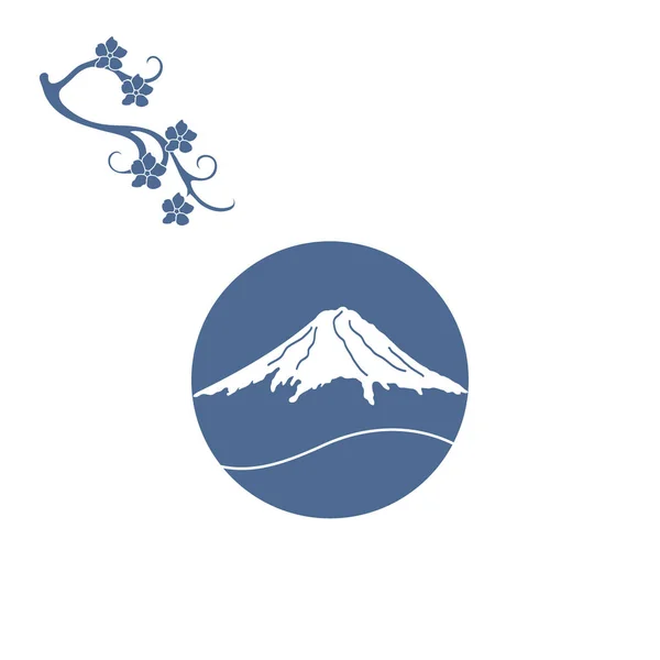 Söt illustration av grenen av körsbärsblommor och mount Fuji. — Stock vektor