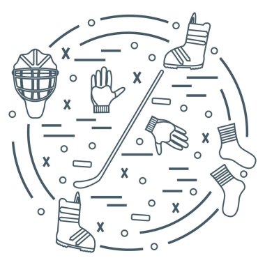 Hokey ve snowboard için çeşitli konularda vektör çizim