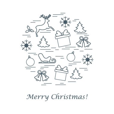 Farklı yeni yıl ve Noel simgeler vektör çizim 