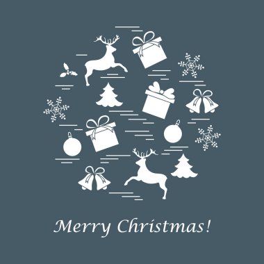 Farklı yeni yıl ve Noel simgeler vektör çizim.