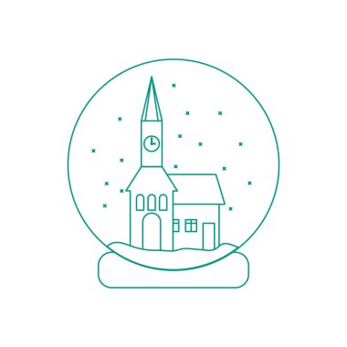 Belediye ile saat ve evin içinde vektör çizim