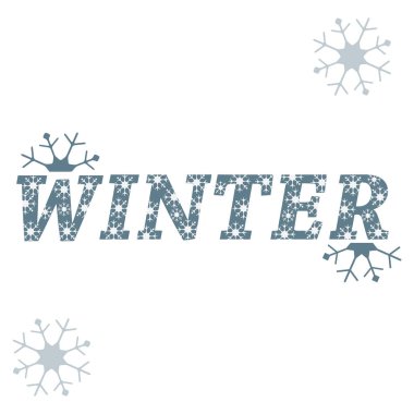 Kış illüstrasyon: yazıt kış ve kar taneleri.