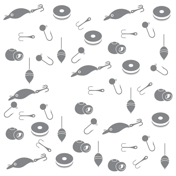 Интересный рисунок с различными инструментами для рыбалки — стоковый вектор