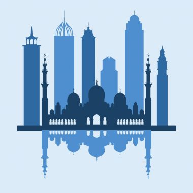 Birleşik Arap Emirlikleri gökdelenler silhouet vektör çizim