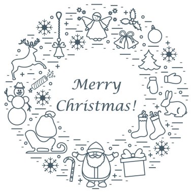 Farklı yeni yıl ve Noel simgeler vektör çizim 