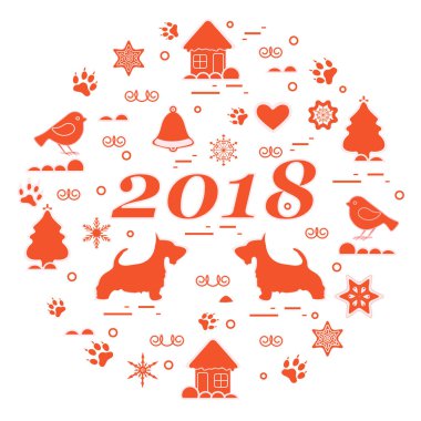 Farklı yeni yıl ve Noel sym sevimli vektör çizimi