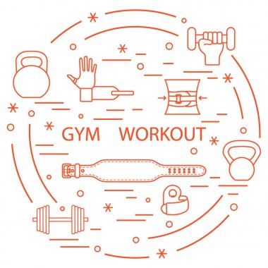 Herkesdaire oluşturacak şekilde düzenlenmiş powerlifting jimnastik salonu iş öğeleri.