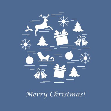 Farklı yeni yıl ve Noel simgeler vektör çizim.