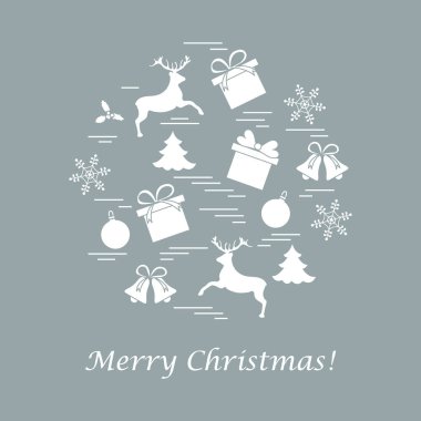 Farklı yeni yıl ve Noel simgeler vektör çizim.