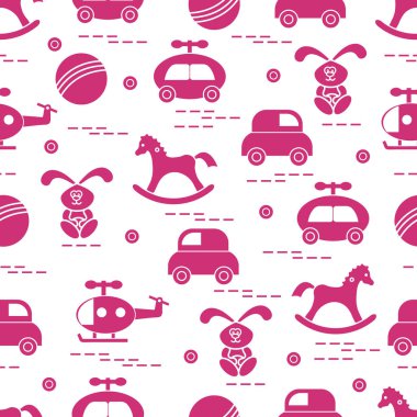 Çocukların oyuncakları çeşitli ile şirin seamless modeli: h sallanan