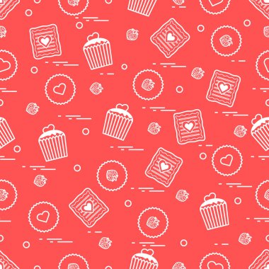 Şirin seamless modeli farklı romantik tatlılar. Aşk conce