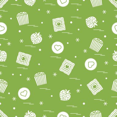 Şirin seamless modeli farklı romantik tatlılar. Aşk conce