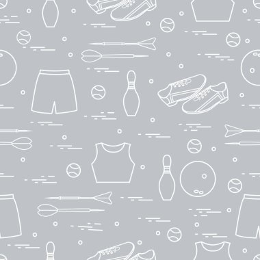 Spor için çeşitli ürünler ile Seamless modeli. Spor Tema.