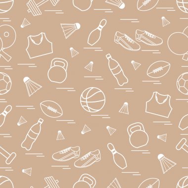 Spor konulu seamless modeli. Vektör çizim spor