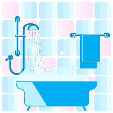 Çeşitli banyo öğeleri tatlı vektör çizim: duş, b