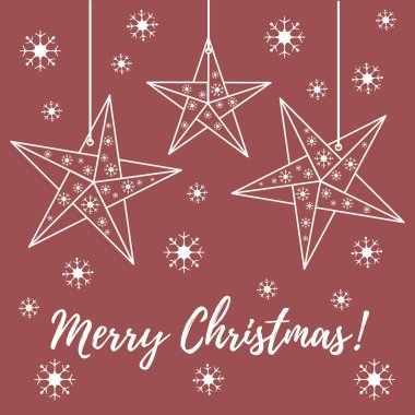 Vektör çizim kar taneleri ve üç yıldız origami ile kat