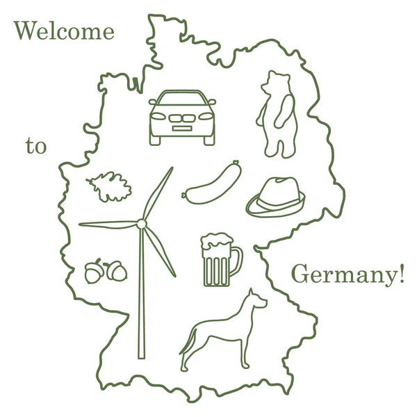 Векторная иллюстрация с различными символами Германии. Путешествия и — стоковый вектор