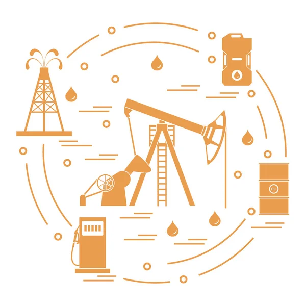 Ilustração do vetor bonito do equipamento para a produção de petróleo, ca —  Vetores de Stock