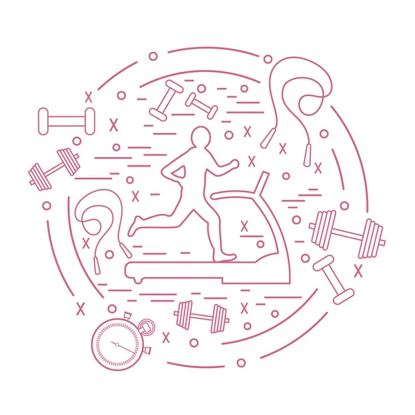 Bir koşu bandı üzerinde koşu adamın illüstrasyon vektör ve farklı