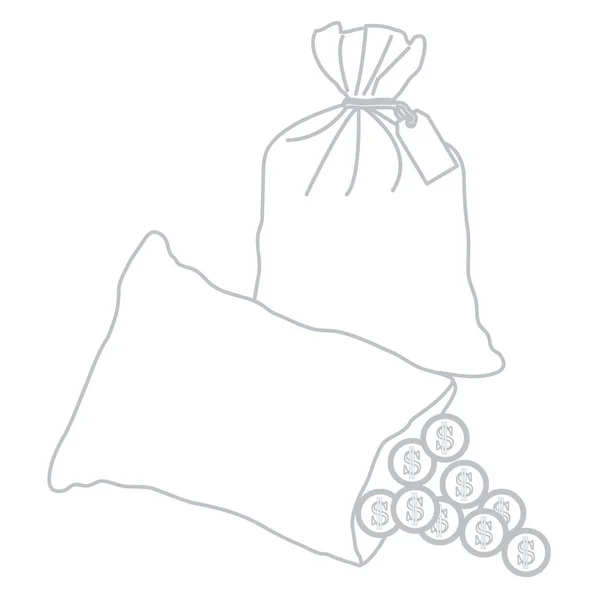 Düğümlü bir çanta para ile ve açık çanta pour ile stilize simgesi — Stok Vektör