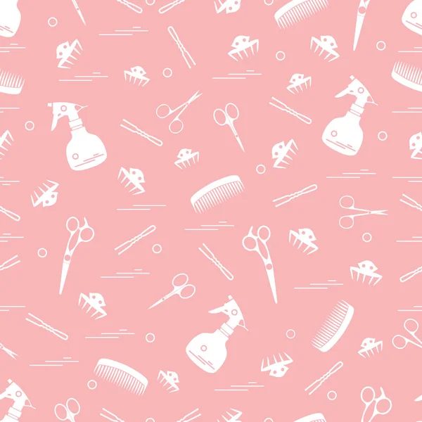 Makas, taraklar, hairclip, tokalar ve püskürtücü şirin desen.