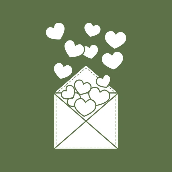 Lindo vector ilustración de sobre postal con corazones . — Vector de stock