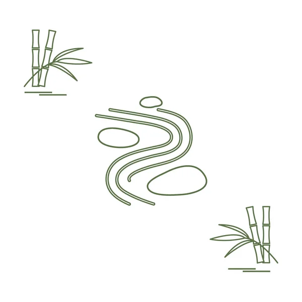 En az Japon rock Bahçe ve bambu stilize simgesi.