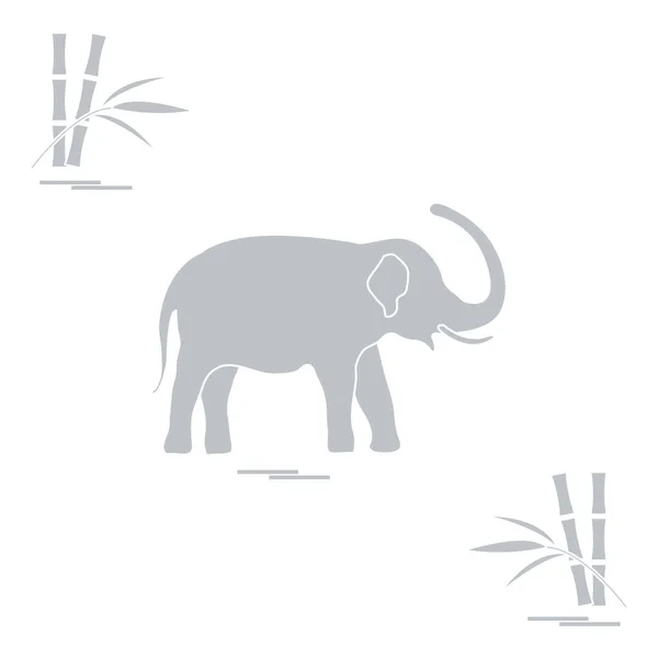 Stylized icon of elephant and bamboo. — Stock Vector