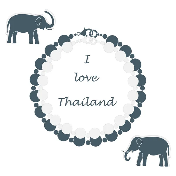 Icône stylisée de collier de perles et d'éléphants. Collectio oriental — Image vectorielle